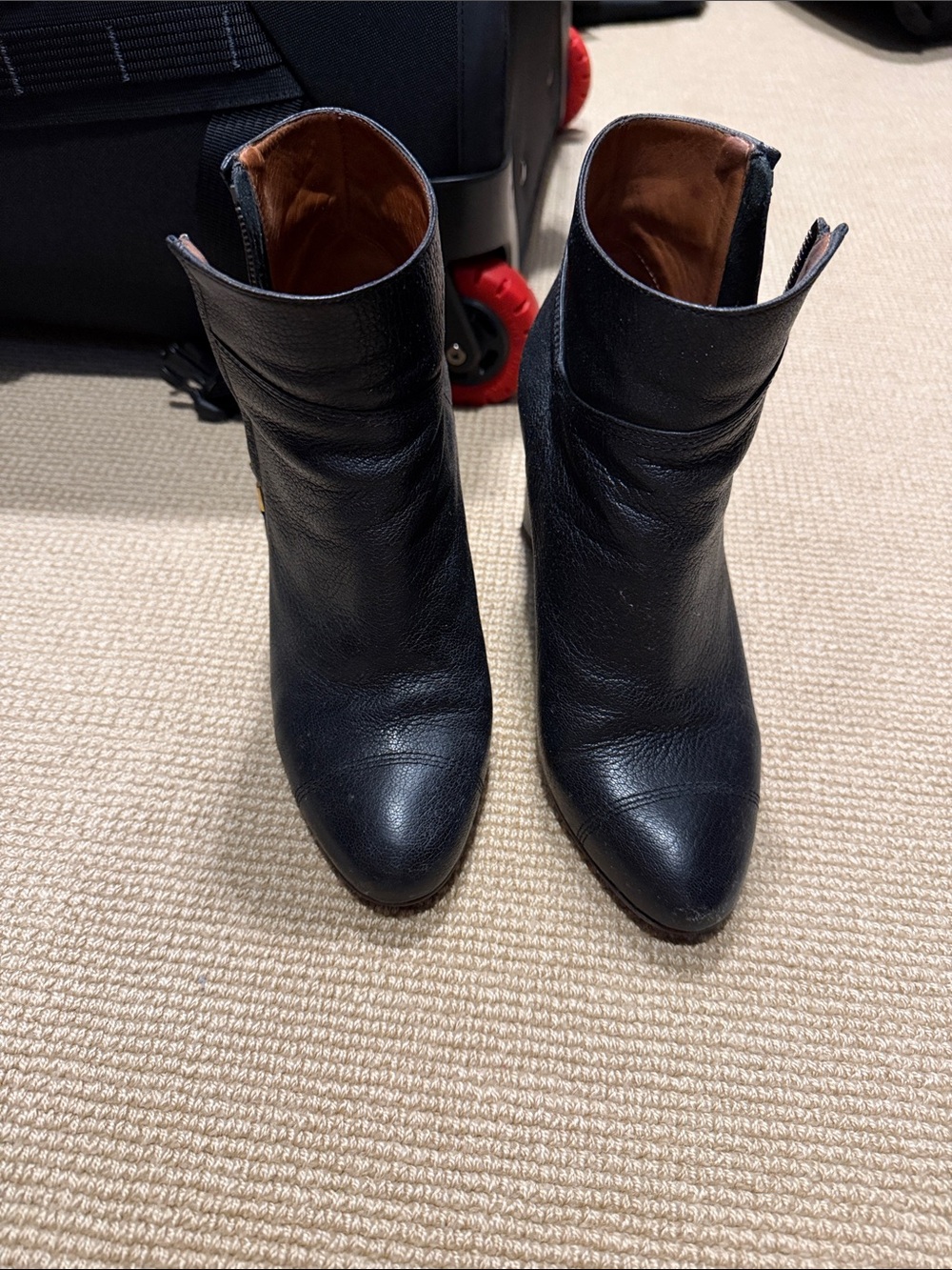 Lanvin Black Leather Pointed Ankle Booties